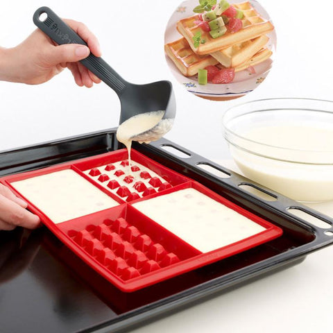 Waffle Molds Silicone 4-Cavity Waffles Cake Chocolate Mold Donut Maker Fondant Baking Molds Cake Decorating Mould Pan