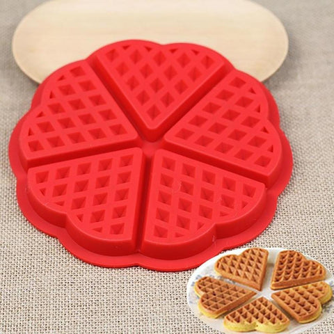 Round Heart Shape Waffle Biscuit Mold Silicone Cake Mould Kitchen Baking Tool Hot