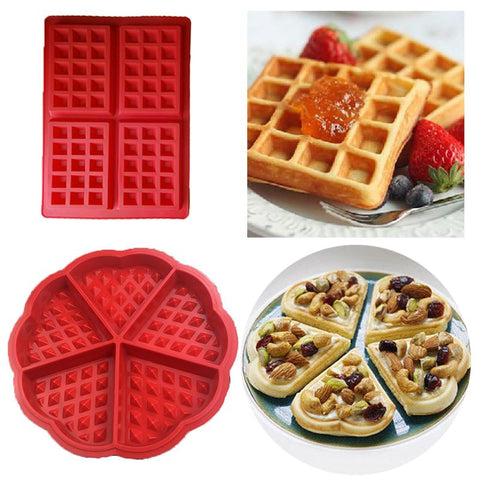 Non-stick Silicone Waffle Mold High-temperature Baking Set Kitchen Bakeware Cake Mould Waffle Makers for Oven