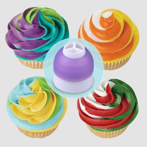 Icing Piping Bag Nozzle Converter Tri-color Cream Coupler Cake Decorating Tools For Cupcake Fondant Cookie 3 Hole 3 Color