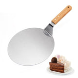 Stainless Steel Anti-scald Pizza Spatula Oak Handle Cake Shovel Pizza Peel Tray Pan Home Kitchen Baking Pastry Tools Cutter